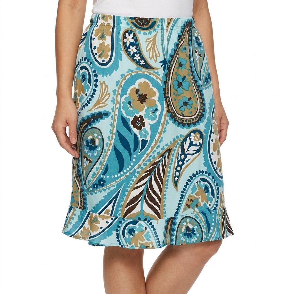 NWT Kahala Blue Mini Paisley Skirt Women Size XL